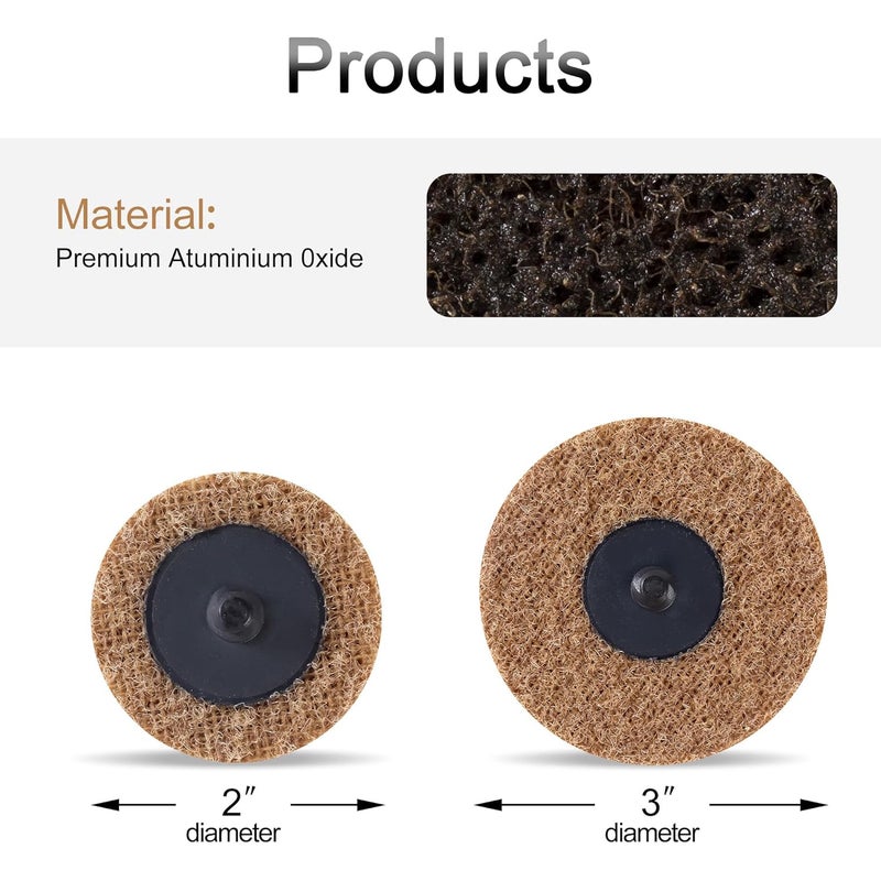 Shawya 2 and 3 Inch Ssanding Disc 47Pcs Assorted Quick Change Sanding Discs Set with 1/4" Shank Holder Die Grinder Sanding Disc Surface Conditioning Discs for Burr Finish Rust Paint Removal - Image 3